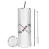 Tumbler stainless steel 600ml, with metal straw & cleaning brush