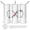 Tumbler stainless steel 600ml, with metal straw & cleaning brush
