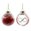 Στολίδι Χριστουγεννιάτικη μπάλα δένδρου διάφανη με κόκκινο γέμισμα 8cm
