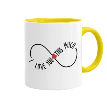 I Love you thisssss much (infinity), Mug colored yellow, ceramic, 330ml