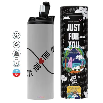 I Love you thisssss much (infinity), Tumbler stainless steel GREY 600ml