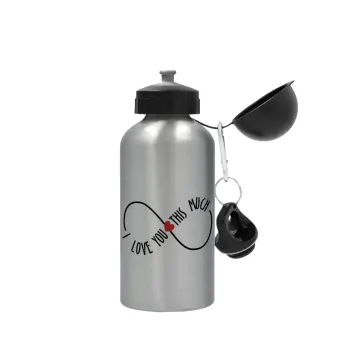 I Love you thisssss much (infinity), Metallic water jug, Silver, aluminum 500ml