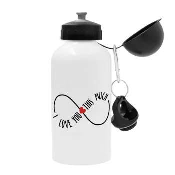 I Love you thisssss much (infinity), Metal water bottle, White, aluminum 500ml