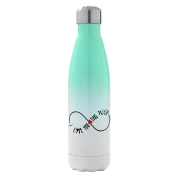 I Love you thisssss much (infinity), Metal mug thermos Green/White (Stainless steel), double wall, 500ml