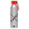 Aluminum Sports Bottle 650ml – Silver with Red Cap and Silicone Strap