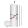 Tumbler stainless steel 600ml, with metal straw & cleaning brush