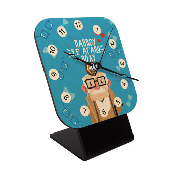 Παππού σε αγαπώ πολύ!, Quartz Table clock in natural wood (10cm)