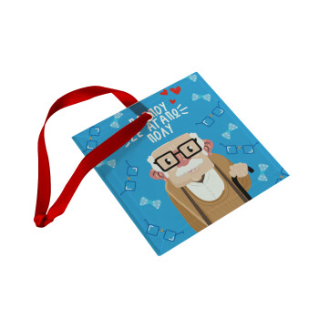 Παππού σε αγαπώ πολύ!, Christmas ornament, glass square ornament 9x9cm