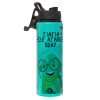 Metallic water bottle with safety lid, 850ml aluminum