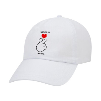 I just love you, that's all., Καπέλο Jockey baseball Λευκό (snapback, 5-φύλλο, unisex)