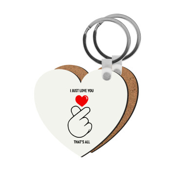 I just love you, that's all., Μπρελόκ Ξύλινο καρδιά MDF