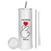 Tumbler stainless steel 600ml, with metal straw & cleaning brush