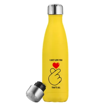 I just love you, that's all., Yellow Stainless Steel Metallic Thermos, double-walled, 500ml