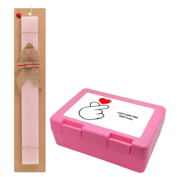 I just love you, that's all., Easter Set, children's snack container PINK & scented flat Easter candle (30cm) (PINK)