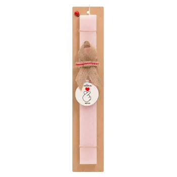 I just love you, that's all., Easter Set, wooden keychain & scented flat Easter candle (30cm) (PINK)