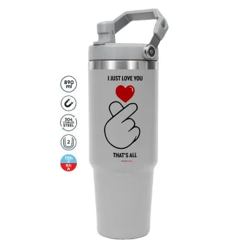 I just love you, that's all., GREY color, 890ml (30oz) stainless Steel Tumbler with Handle