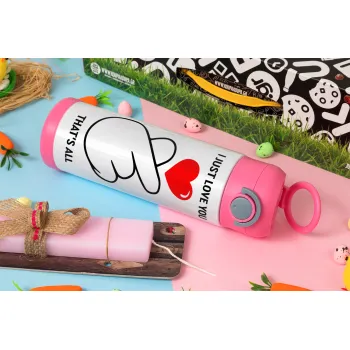 I just love you, that's all., Easter candle, Childrens hot water bottle, stainless steel, with safety straw, PINK (500ml)