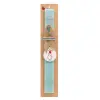 Easter Set, wooden keychain & aromatic flat Easter candle (30cm) (TURQUOISE)
