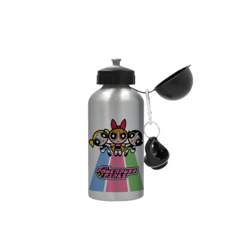 The powerpuff girls , Metallic water jug, Silver, aluminum 500ml