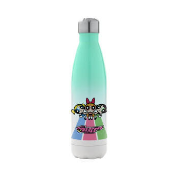 The powerpuff girls , Metal mug thermos Green/White (Stainless steel), double wall, 500ml