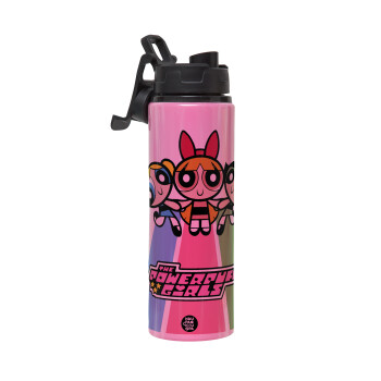 The powerpuff girls , Metallic water bottle with safety lid, 850ml aluminum
