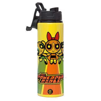 The powerpuff girls , Metallic water bottle with safety lid, 850ml aluminum