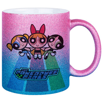 The powerpuff girls , Κούπα Χρυσή/Μπλε Glitter, κεραμική, 330ml