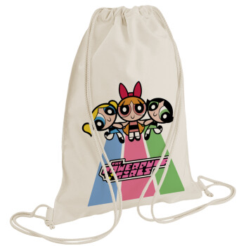 The powerpuff girls , Τσάντα πλάτης πουγκί GYMBAG natural (28x40cm)