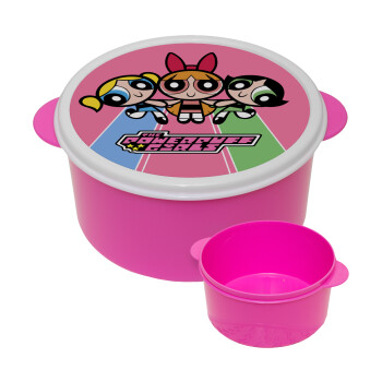 The powerpuff girls , ΡΟΖ παιδικό δοχείο φαγητού (lunchbox) πλαστικό (BPA-FREE) Lunch Βox M16 x Π16 x Υ8cm