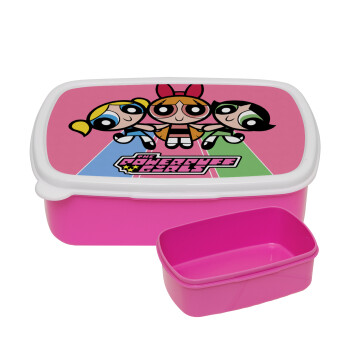 The powerpuff girls , ΡΟΖ παιδικό δοχείο φαγητού (lunchbox) πλαστικό (BPA-FREE) Lunch Βox M18 x Π13 x Υ6cm