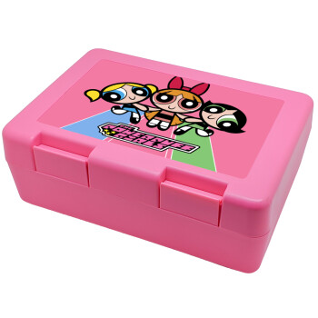 The powerpuff girls , Children's cookie container PINK 185x128x65mm (BPA free plastic)