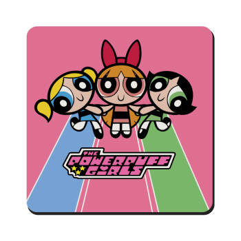 The powerpuff girls , Τετράγωνο μαγνητάκι ξύλινο 9x9cm