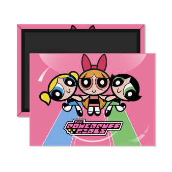 The powerpuff girls , Ορθογώνιο μαγνητάκι ψυγείου διάστασης 9x6cm