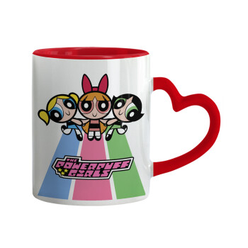 The powerpuff girls , Mug heart red handle, ceramic, 330ml