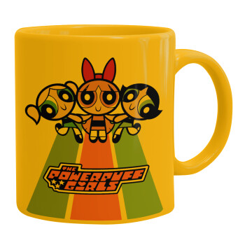 The powerpuff girls , Ceramic coffee mug yellow, 330ml (1pcs)