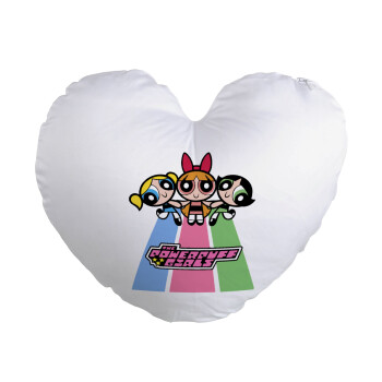 The powerpuff girls , Μαξιλάρι καναπέ καρδιά 40x40cm περιέχεται το  γέμισμα