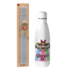 Easter Set, metallic stainless thermos bottle (500ml) & scented flat Easter candle (30cm) (GRAY)