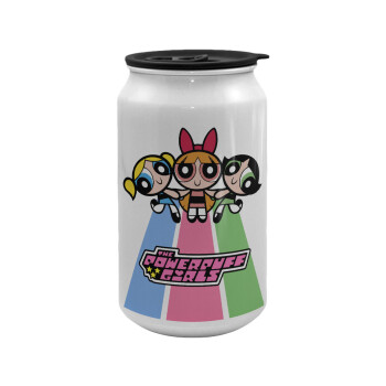 The powerpuff girls , Κούπα ταξιδιού μεταλλική με καπάκι (tin-can) 500ml