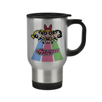 The powerpuff girls , Stainless steel travel mug with lid, double wall 450ml