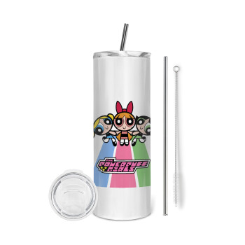 The powerpuff girls , Eco friendly stainless steel tumbler 600ml, with metal straw & cleaning brush