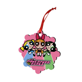 The powerpuff girls , Christmas ornament snowflake wooden 7.5cm
