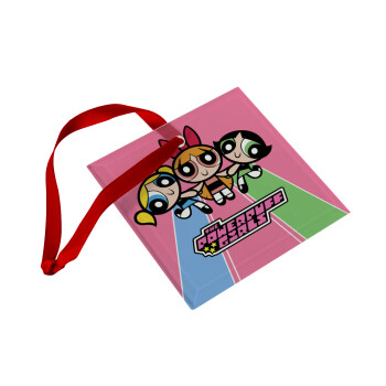 The powerpuff girls , Christmas ornament, glass square ornament 9x9cm
