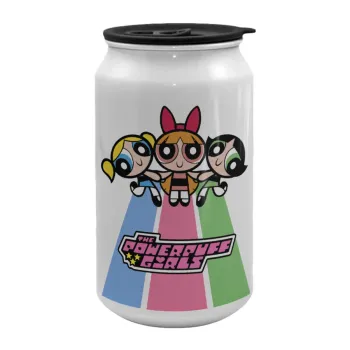 The powerpuff girls , Κούπα ταξιδιού μεταλλική με καπάκι (tin-can) 500ml