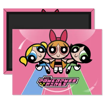 The powerpuff girls , Ορθογώνιο μαγνητάκι ψυγείου διάστασης 9x6cm