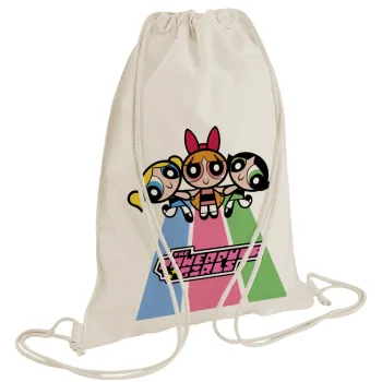 The powerpuff girls , Τσάντα πλάτης πουγκί GYMBAG natural (28x40cm)