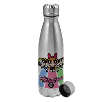 The powerpuff girls , Metallic water bottle, stainless steel, 750ml