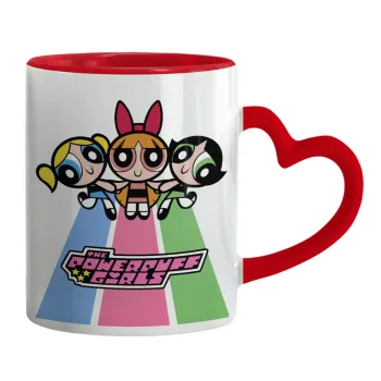 The powerpuff girls , Mug heart red handle, ceramic, 330ml