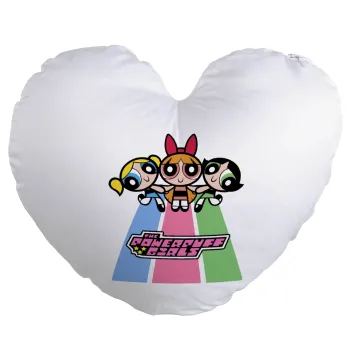 The powerpuff girls , Μαξιλάρι καναπέ καρδιά 40x40cm περιέχεται το  γέμισμα