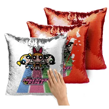 The powerpuff girls , Μαξιλάρι καναπέ Μαγικό Κόκκινο με πούλιες 40x40cm περιέχεται το γέμισμα