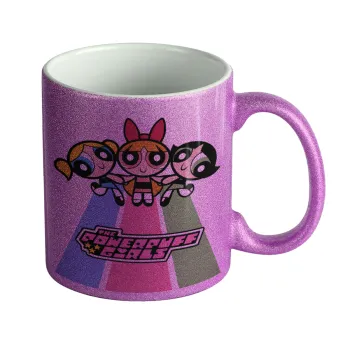 The powerpuff girls , Κούπα Μωβ Glitter που γυαλίζει, κεραμική, 330ml